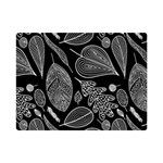 Leaves Flora Black White Nature Premium Plush Fleece Blanket (Mini)