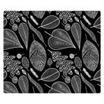 Leaves Flora Black White Nature Premium Plush Fleece Blanket (Small)