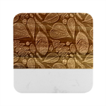 Leaves Flora Black White Nature Marble Wood Coaster (Square)