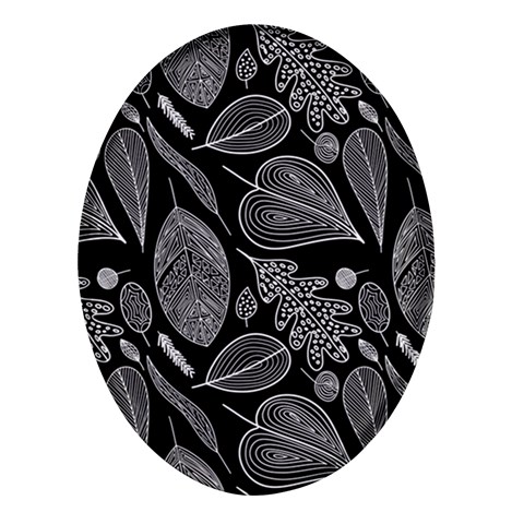 Leaves Flora Black White Nature Oval Glass Fridge Magnet (4 pack) from ArtsNow.com Front