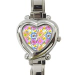 Bloom Flora Pattern Printing Heart Italian Charm Watch