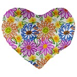 Bloom Flora Pattern Printing Large 19  Premium Heart Shape Cushions
