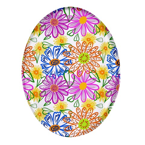 Bloom Flora Pattern Printing Oval Glass Fridge Magnet (4 pack) from ArtsNow.com Front