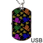 Pattern-repetition-snail-blue Dog Tag USB Flash (One Side)