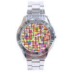 Pattern-repetition-bars-colors Stainless Steel Analogue Watch