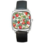 Strawberry-fruits Square Metal Watch