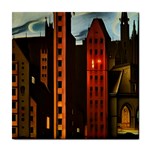 Sci-fi Futuristic Science Fiction City Neon Scene Artistic Technology Machine Fantasy Gothic Town Bu Tile Coaster