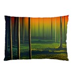 Outdoors Night Moon Full Moon Trees Setting Scene Forest Woods Light Moonlight Nature Wilderness Lan Pillow Case