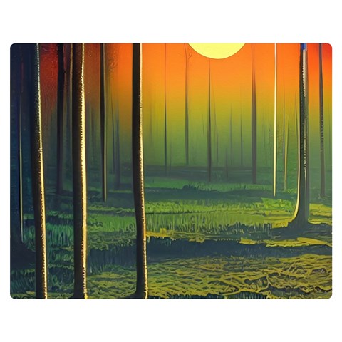 Outdoors Night Moon Full Moon Trees Setting Scene Forest Woods Light Moonlight Nature Wilderness Lan Two Sides Premium Plush Fleece Blanket (Teen Size) from ArtsNow.com 60 x50  Blanket Front