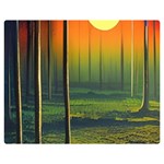 Outdoors Night Moon Full Moon Trees Setting Scene Forest Woods Light Moonlight Nature Wilderness Lan Premium Plush Fleece Blanket (Medium)