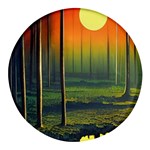 Outdoors Night Moon Full Moon Trees Setting Scene Forest Woods Light Moonlight Nature Wilderness Lan Round Glass Fridge Magnet (4 pack)