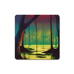 Nature Swamp Water Sunset Spooky Night Reflections Bayou Lake Square Magnet