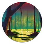 Nature Swamp Water Sunset Spooky Night Reflections Bayou Lake Magnet 5  (Round)