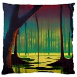 Nature Swamp Water Sunset Spooky Night Reflections Bayou Lake Large Premium Plush Fleece Cushion Case (One Side)