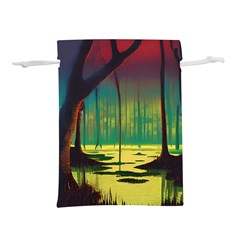 Nature Swamp Water Sunset Spooky Night Reflections Bayou Lake Lightweight Drawstring Pouch (L) from ArtsNow.com Front