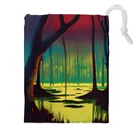 Nature Swamp Water Sunset Spooky Night Reflections Bayou Lake Drawstring Pouch (5XL)
