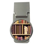 Books Bookshelves Office Fantasy Background Artwork Book Cover Apothecary Book Nook Literature Libra Money Clips (Round) 