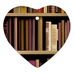 Books Bookshelves Office Fantasy Background Artwork Book Cover Apothecary Book Nook Literature Libra Heart Ornament (Two Sides)