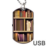 Books Bookshelves Office Fantasy Background Artwork Book Cover Apothecary Book Nook Literature Libra Dog Tag USB Flash (Two Sides)