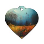 Wildflowers Field Outdoors Clouds Trees Cover Art Storm Mysterious Dream Landscape Dog Tag Heart (One Side)