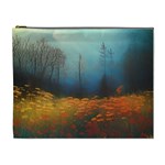 Wildflowers Field Outdoors Clouds Trees Cover Art Storm Mysterious Dream Landscape Cosmetic Bag (XL)