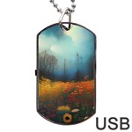 Wildflowers Field Outdoors Clouds Trees Cover Art Storm Mysterious Dream Landscape Dog Tag USB Flash (Two Sides)