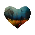 Wildflowers Field Outdoors Clouds Trees Cover Art Storm Mysterious Dream Landscape Standard 16  Premium Heart Shape Cushions