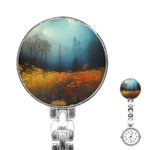 Wildflowers Field Outdoors Clouds Trees Cover Art Storm Mysterious Dream Landscape Stainless Steel Nurses Watch