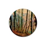 Woodland Woods Forest Trees Nature Outdoors Mist Moon Background Artwork Book Magnet 3  (Round)