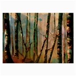 Woodland Woods Forest Trees Nature Outdoors Mist Moon Background Artwork Book Large Glasses Cloth (2 Sides)