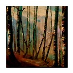Woodland Woods Forest Trees Nature Outdoors Mist Moon Background Artwork Book Face Towel