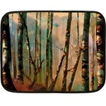 Woodland Woods Forest Trees Nature Outdoors Mist Moon Background Artwork Book Two Sides Fleece Blanket (Mini)