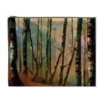 Woodland Woods Forest Trees Nature Outdoors Mist Moon Background Artwork Book Cosmetic Bag (XL)