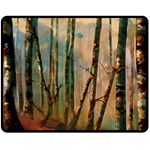 Woodland Woods Forest Trees Nature Outdoors Mist Moon Background Artwork Book Fleece Blanket (Medium)