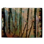 Woodland Woods Forest Trees Nature Outdoors Mist Moon Background Artwork Book Cosmetic Bag (XXL)