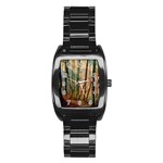 Woodland Woods Forest Trees Nature Outdoors Mist Moon Background Artwork Book Stainless Steel Barrel Watch