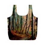 Woodland Woods Forest Trees Nature Outdoors Mist Moon Background Artwork Book Full Print Recycle Bag (M)