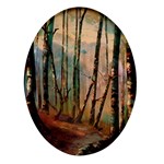 Woodland Woods Forest Trees Nature Outdoors Mist Moon Background Artwork Book Oval Glass Fridge Magnet (4 pack)