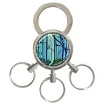 Nature Outdoors Night Trees Scene Forest Woods Light Moonlight Wilderness Stars 3-Ring Key Chain