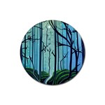 Nature Outdoors Night Trees Scene Forest Woods Light Moonlight Wilderness Stars Rubber Coaster (Round)