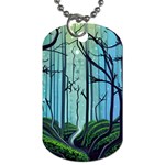 Nature Outdoors Night Trees Scene Forest Woods Light Moonlight Wilderness Stars Dog Tag (One Side)
