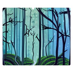 Nature Outdoors Night Trees Scene Forest Woods Light Moonlight Wilderness Stars Two Sides Premium Plush Fleece Blanket (Kids Size) from ArtsNow.com 50 x40  Blanket Front