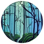 Nature Outdoors Night Trees Scene Forest Woods Light Moonlight Wilderness Stars UV Print Acrylic Ornament Round