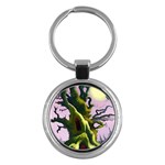 Outdoors Night Full Moon Setting Scene Woods Light Moonlight Nature Wilderness Landscape Key Chain (Round)