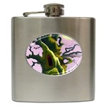 Outdoors Night Full Moon Setting Scene Woods Light Moonlight Nature Wilderness Landscape Hip Flask (6 oz)