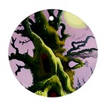 Outdoors Night Full Moon Setting Scene Woods Light Moonlight Nature Wilderness Landscape Round Ornament (Two Sides)