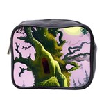 Outdoors Night Full Moon Setting Scene Woods Light Moonlight Nature Wilderness Landscape Mini Toiletries Bag (Two Sides)