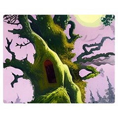 Outdoors Night Full Moon Setting Scene Woods Light Moonlight Nature Wilderness Landscape Two Sides Premium Plush Fleece Blanket (Teen Size) from ArtsNow.com 60 x50  Blanket Front