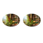 Room Interior Library Books Bookshelves Reading Literature Study Fiction Old Manor Book Nook Reading Cufflinks (Oval)