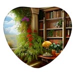 Room Interior Library Books Bookshelves Reading Literature Study Fiction Old Manor Book Nook Reading Heart Glass Fridge Magnet (4 pack)